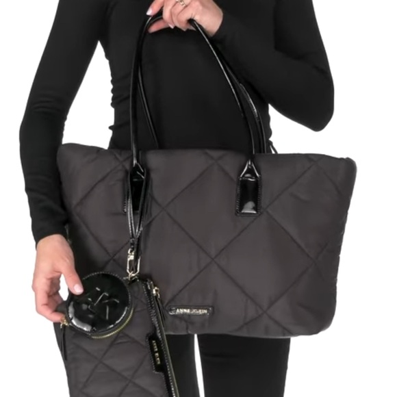 Anne Klein Black Quilted Tote Bag - Picture 6 of 6